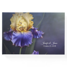 Violet en geel Iris Wedding Guest Book
