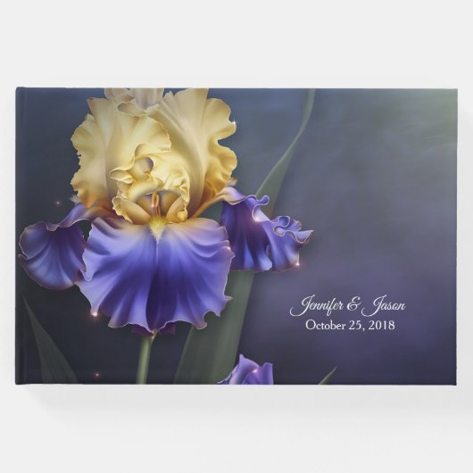 Violet en geel Iris Wedding Guest Book Gastenboek (Voorkant)