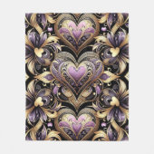 Violet en Gouden Bloemen wervelingen Fleece Deken (Voorkant)