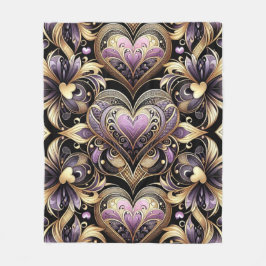 Violet en Gouden Bloemen wervelingen Fleece Deken