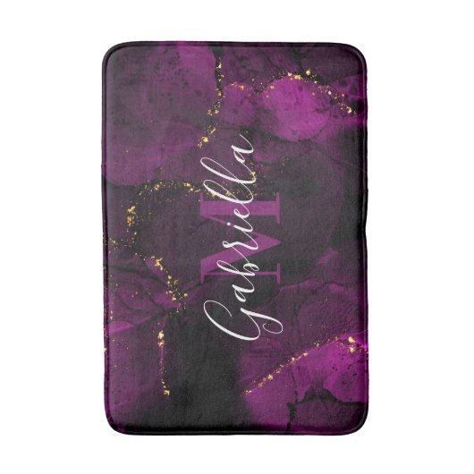 Violet en gouden marmer badmat (Voorkant Verticaal)