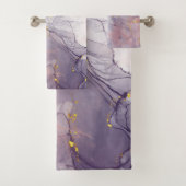 Violet en goudmarmer bad handdoek (Insitu)
