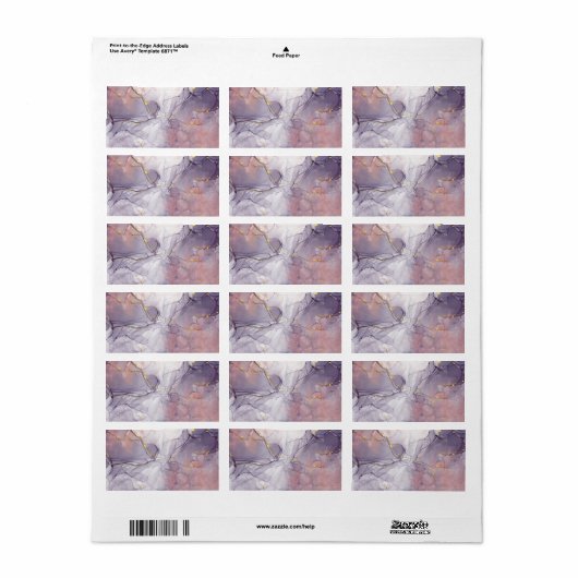 Violet en goudmarmer etiket (Full Sheet)