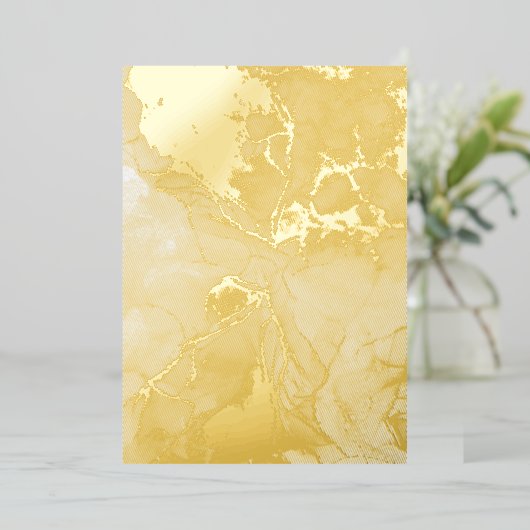 Violet en goudmarmer folie uitnodiging (Staand Voorkant)