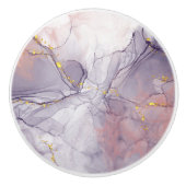 Violet en goudmarmer keramische knop (Voorkant)
