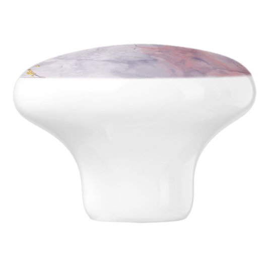 Violet en goudmarmer keramische knop (Zijkant)