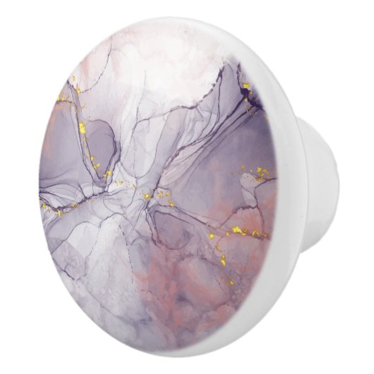 Violet en goudmarmer keramische knop (Rechts)