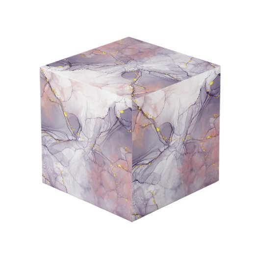 Violet en goudmarmer kubus (Achter hoekig)