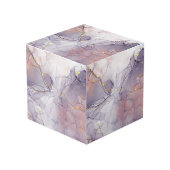 Violet en goudmarmer kubus (Voorkant hoekig)