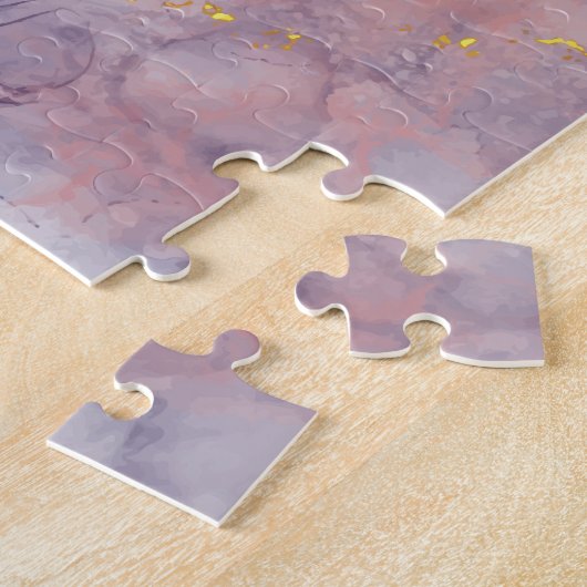 Violet en goudmarmer legpuzzel (Zijkant)