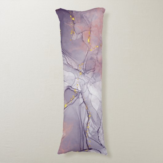 Violet en goudmarmer lichaamskussen (Voorkant Verticaal)