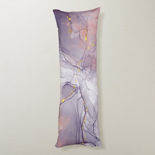 Violet en goudmarmer lichaamskussen (Achterkant (Verticaal))