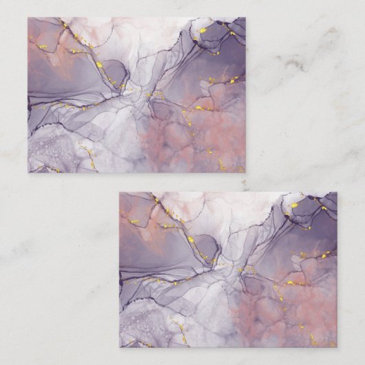 Violet en goudmarmer notitiekaartje (Voorkant / Achterkant)