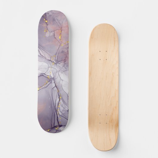 Violet en goudmarmer persoonlijk skateboard (Voorkant)