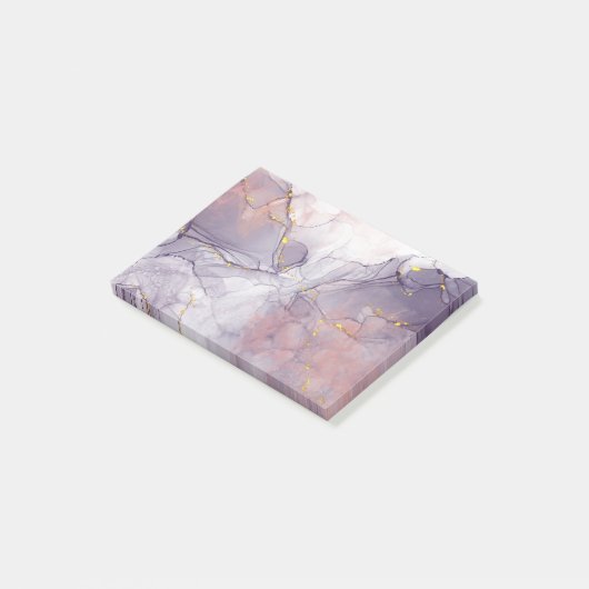 Violet en goudmarmer post-it® notes (Schuin)