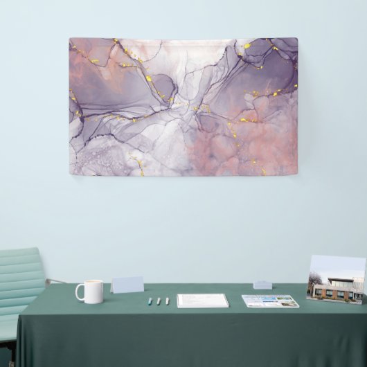 Violet en goudmarmer spandoek (Beurs)