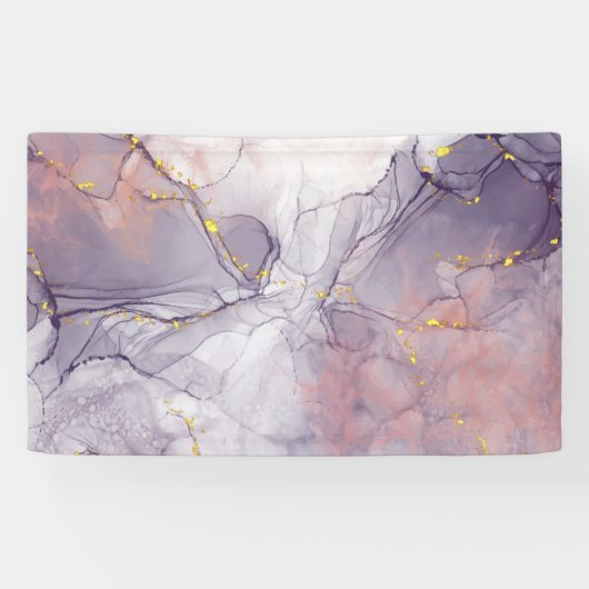 Violet en goudmarmer spandoek (Horizontaal)