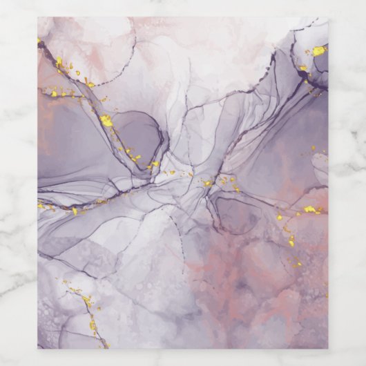 Violet en goudmarmer wijn etiket (Enkel label)