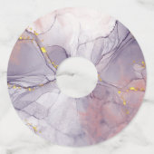 Violet en goudmarmer wijnglaslabel (Voorkant)