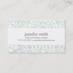 Violet en Green Floral Damask Pattern Contactkaartje