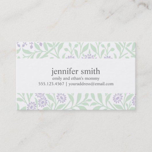 Violet en Green Floral Damask Pattern Contactkaartje (Voorkant)
