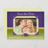 Violet en Groen Bewaar de datum Foto Briefkaarten (Voorkant / Achterkant)