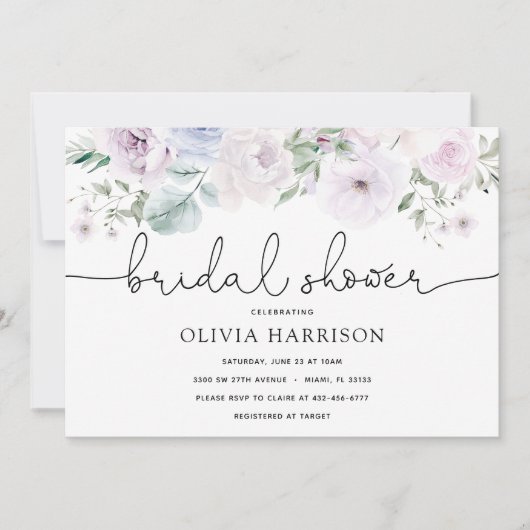 Violet en groen bruids douche uitnodiging (Voorkant)