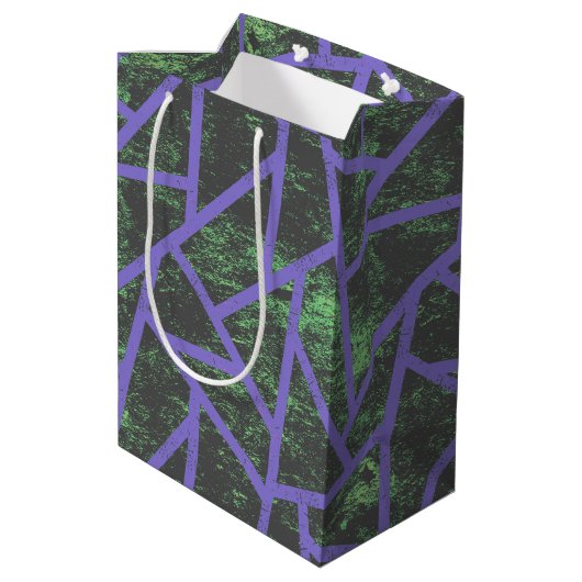 Violet en groen mozaïekpatroon medium cadeauzakje (Achterkant Gekanteld)