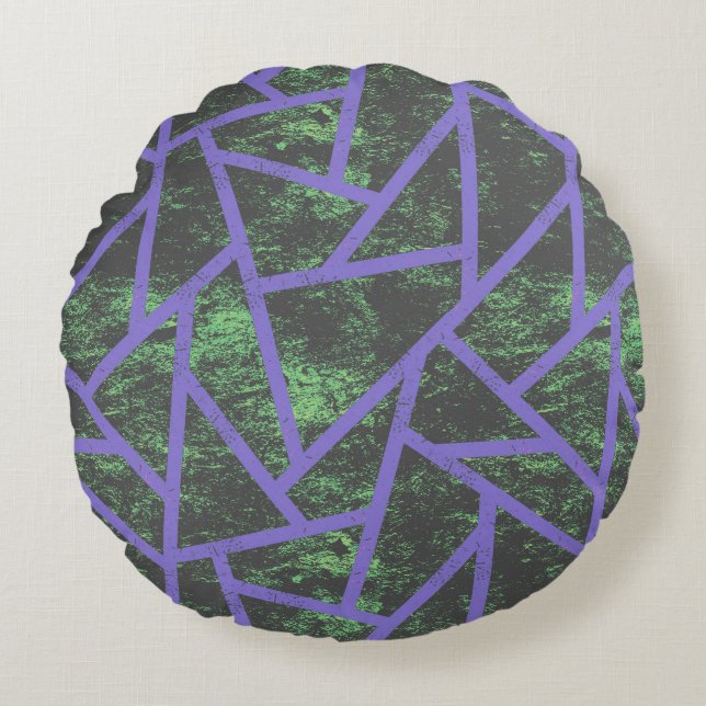 Violet en groen mozaïekpatroon rond kussen (Voorkant)