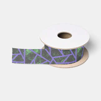 Violet en groen mozaïekpatroon satijnen lint