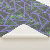 Violet en groen mozaïekpatroon sherpa deken (3/4)