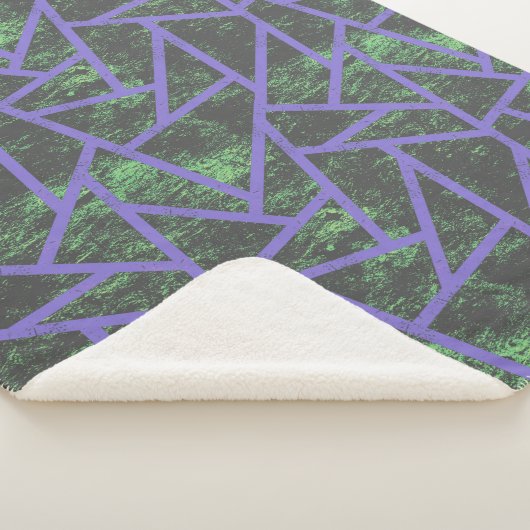 Violet en groen mozaïekpatroon sherpa deken (3/4)
