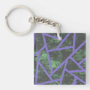 Violet en groen mozaïekpatroon sleutelhanger