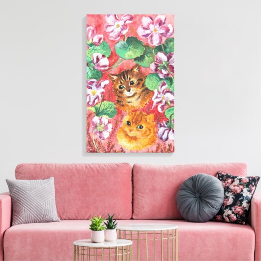 Violet en katten, Louis Wain Canvas Afdruk (Insitu (Woonkamer))