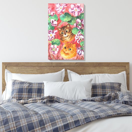 Violet en katten, Louis Wain Canvas Afdruk (Insitu (Slaapkamer))