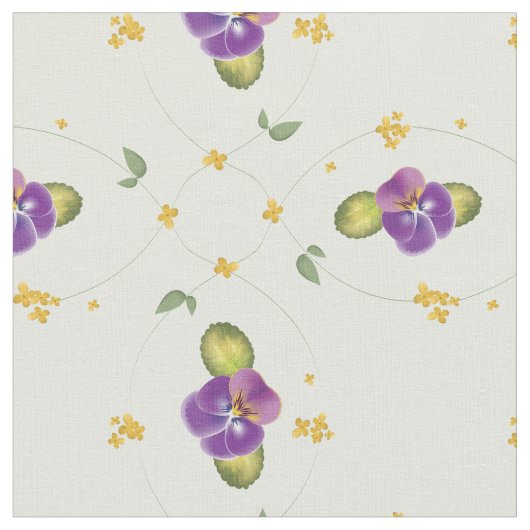 Violet en klein geel bloemmotief stof (Close Up)