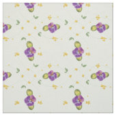 Violet en klein geel bloemmotief stof (Swatch)