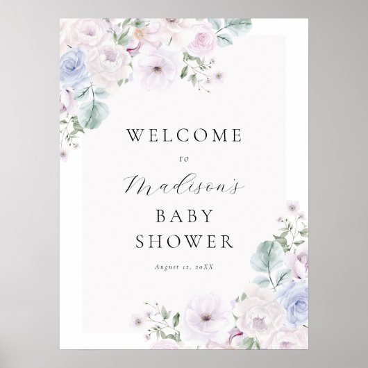 Violet en Lavendel Baby shower Welkomstbord Poster (Voorkant)