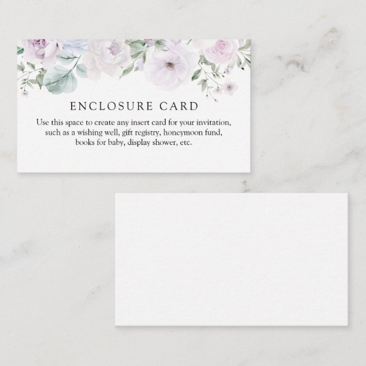 Violet en Lavendel Bloemen Douche Behuizing Kaart (Voorkant / Achterkant)