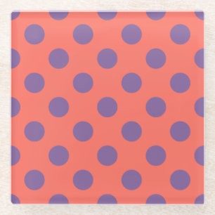 Violet- en levende koraalpolka-stippen glazen onderzetter