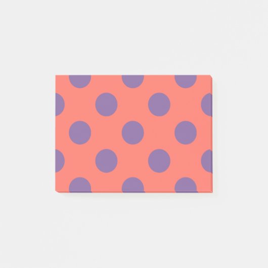 Violet- en levende koraalpolka-stippen post-it® notes (Voorkant)