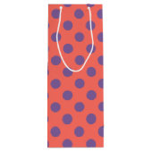 Violet- en levende koraalpolka-stippen wijn cadeautas (Achterkant)