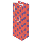 Violet- en levende koraalpolka-stippen wijn cadeautas (Voorkant Gekanteld)