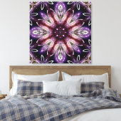 Violet en Magenta Kosmische Bloem Kaleidoscoop Canvas Afdruk (Insitu (Slaapkamer))
