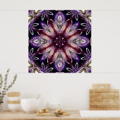 Violet en Magenta Kosmische Bloem Kaleidoscoop Poster (Keuken)
