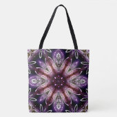 Violet en Magenta Kosmische Bloem Kaleidoscoop Tote Bag (Voorkant)
