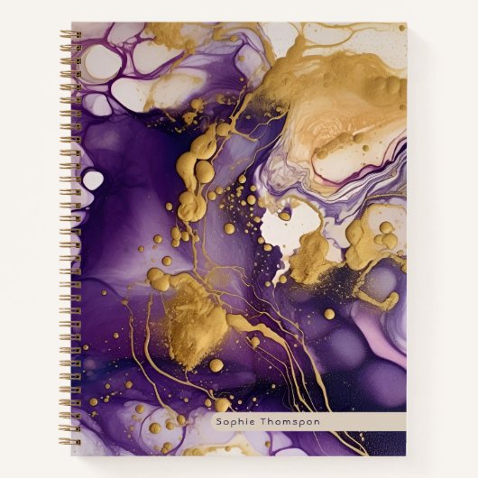 Violet en paarse gouden alcoholinkt notitieboek (Voorkant)