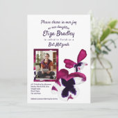 Violet en Paarse Pansies Bat Mitzvah Kaart (Staand voorkant)