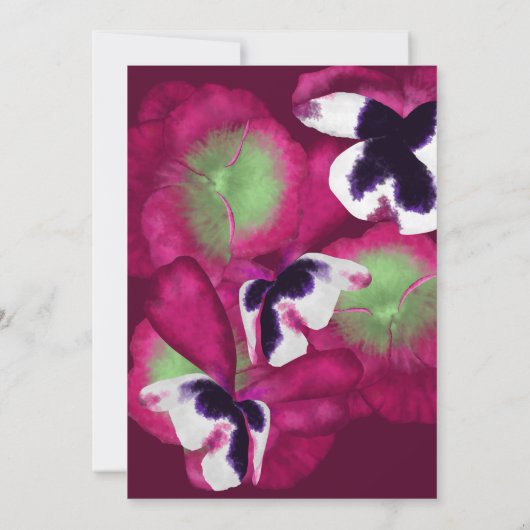 Violet en Paarse Pansies Bat Mitzvah Kaart (Achterkant)