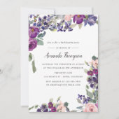 Violet en Plum Bloemen Bachelorette Party uitnodig Kaart (Voorkant)
